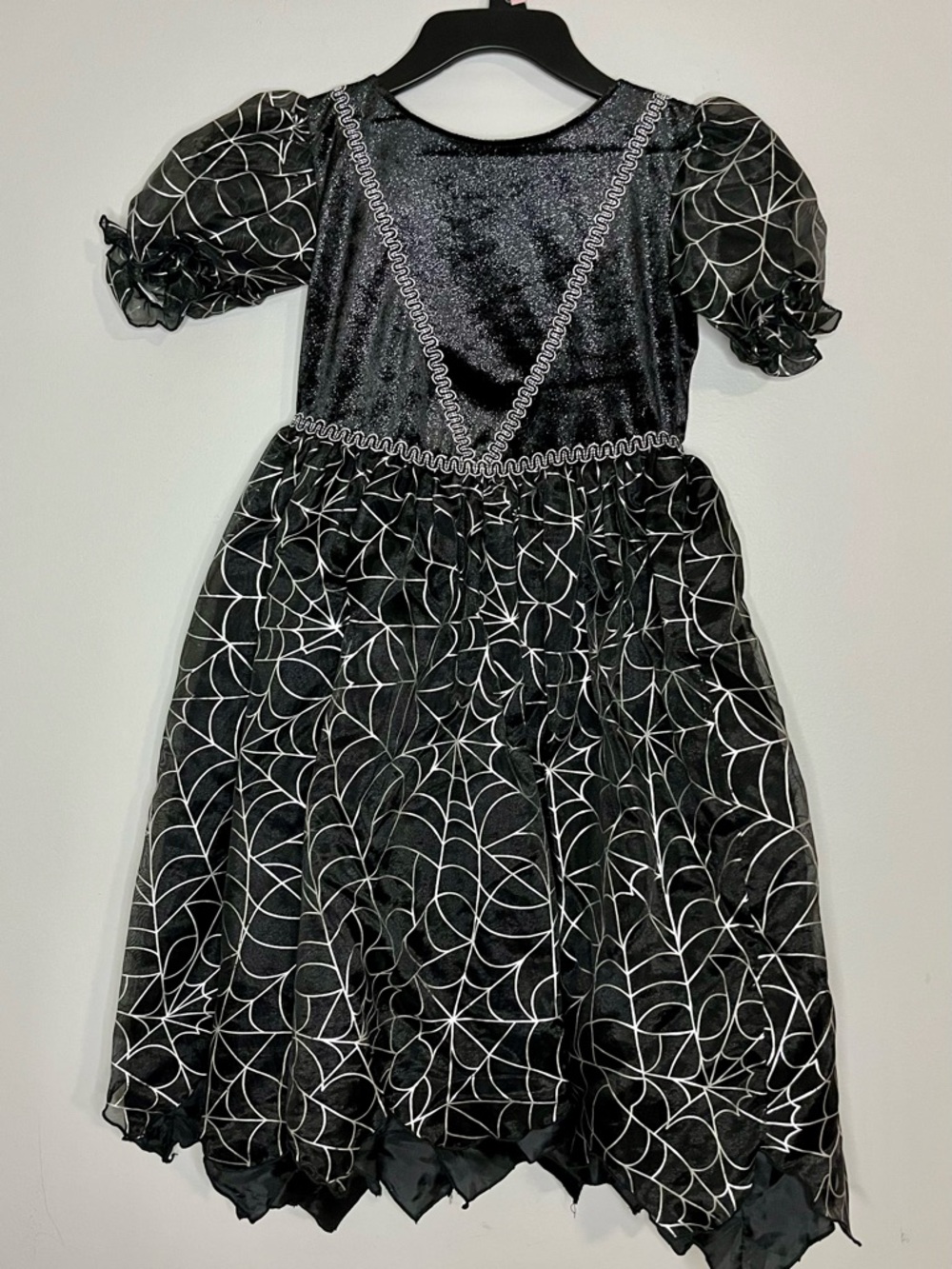 Mini wear Black Spiderweb Halloween Dress with hat  for Girls
